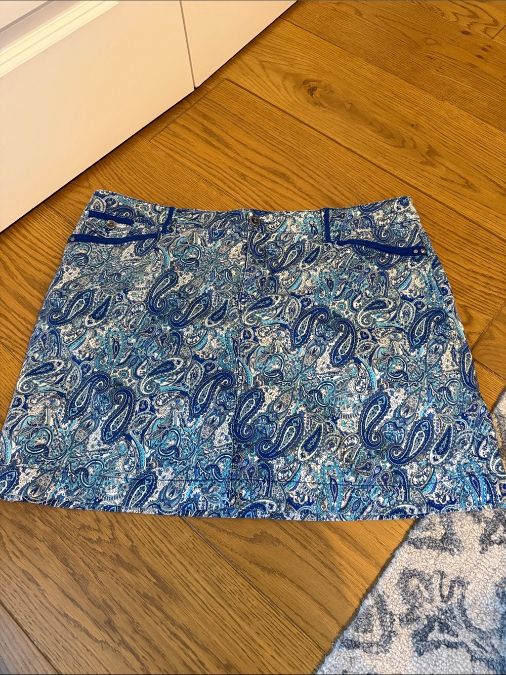 intro. Blue Paisley Mini Skirt